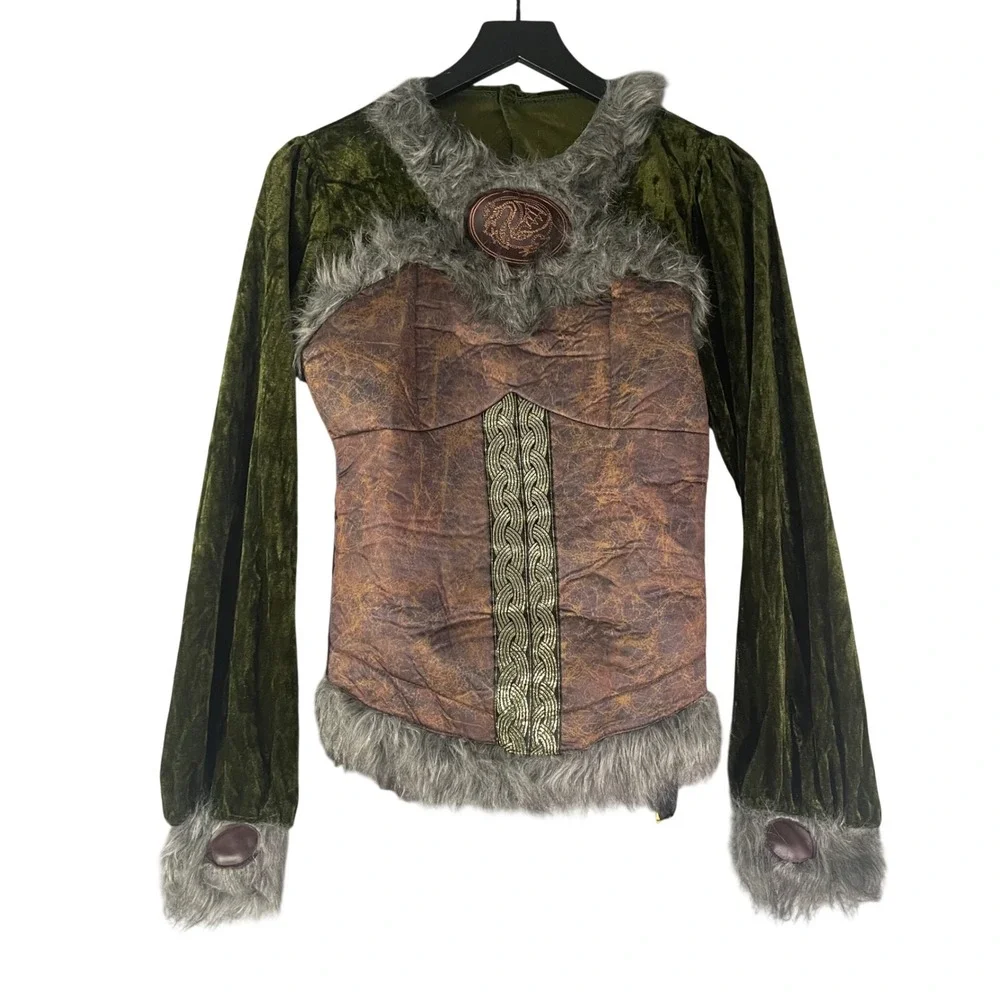 Viking Goddess Costume Girls Youth Large Medieval Warrior Halloween Dress
